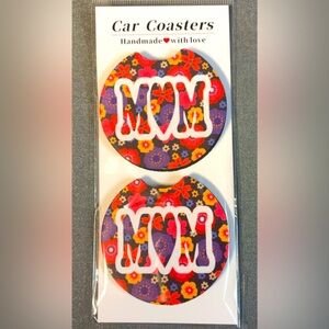 Sublimated MOM floral car coasters